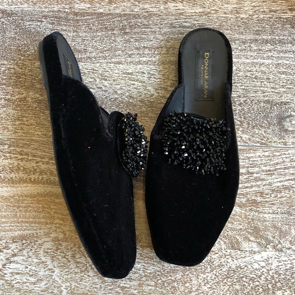 Donna Karan Cara Embellished Velvet Slide - Picture 1 of 5